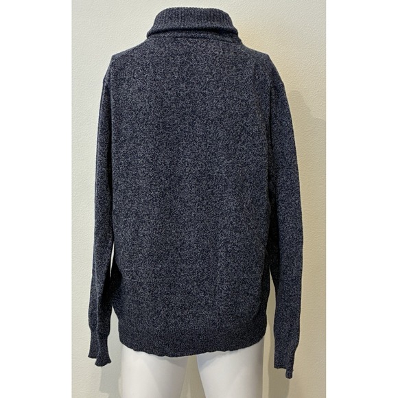 J.Crew Mens Lambswool Blend Cowl Neck Fisherman Sweater L Blue Marled Academia - Picture 3 of 8